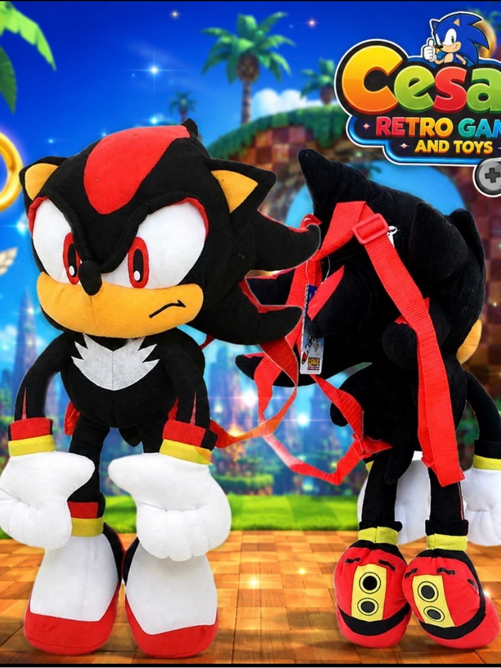 Shadow the Hedgehog Plush Backpack - Black and Red Kids Toy